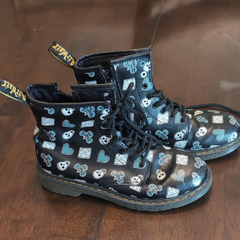 Dr. Martens Black Boots "Playing Card" Design